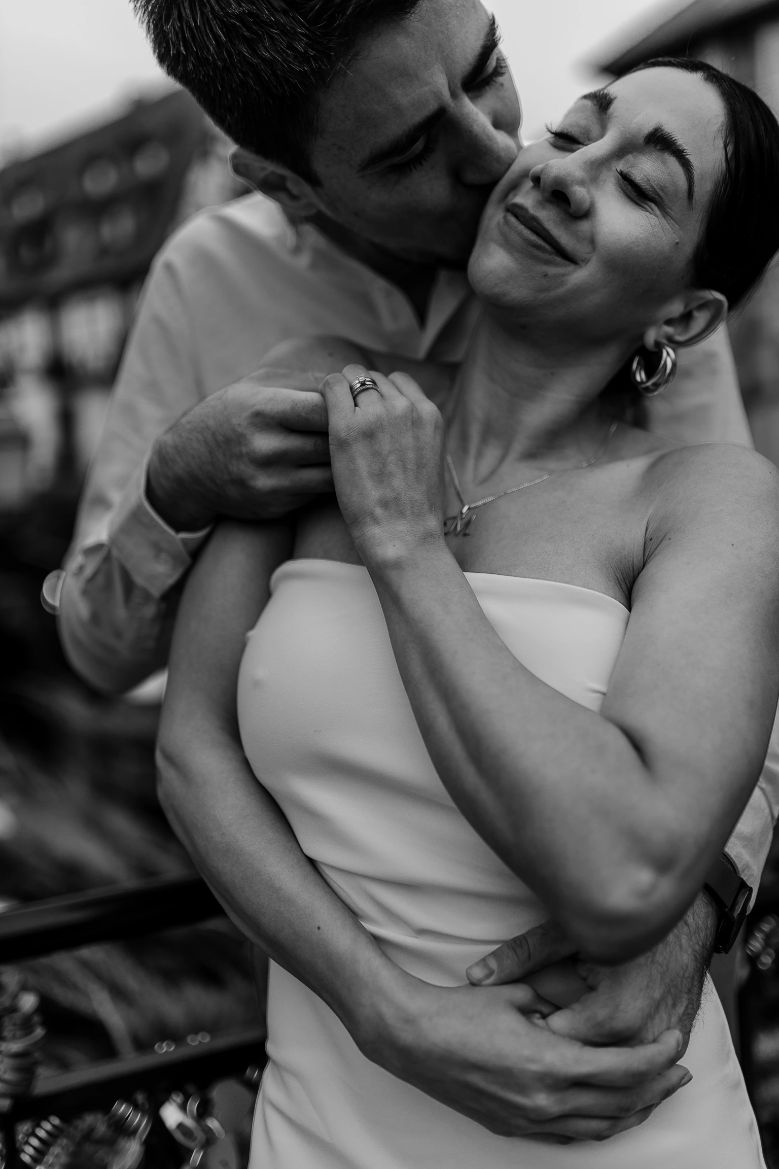 Black-and-white embrace