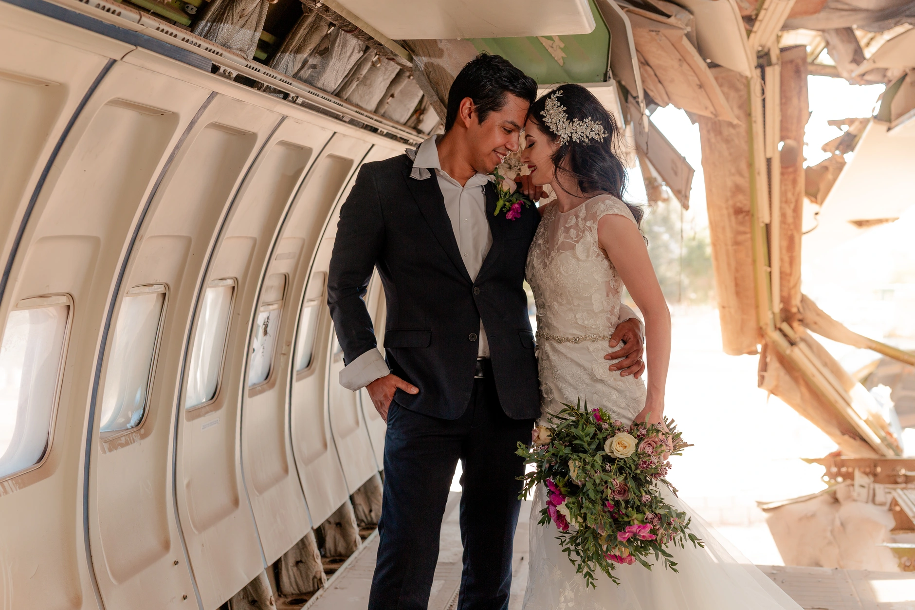 Groom moving through the cabin corridor