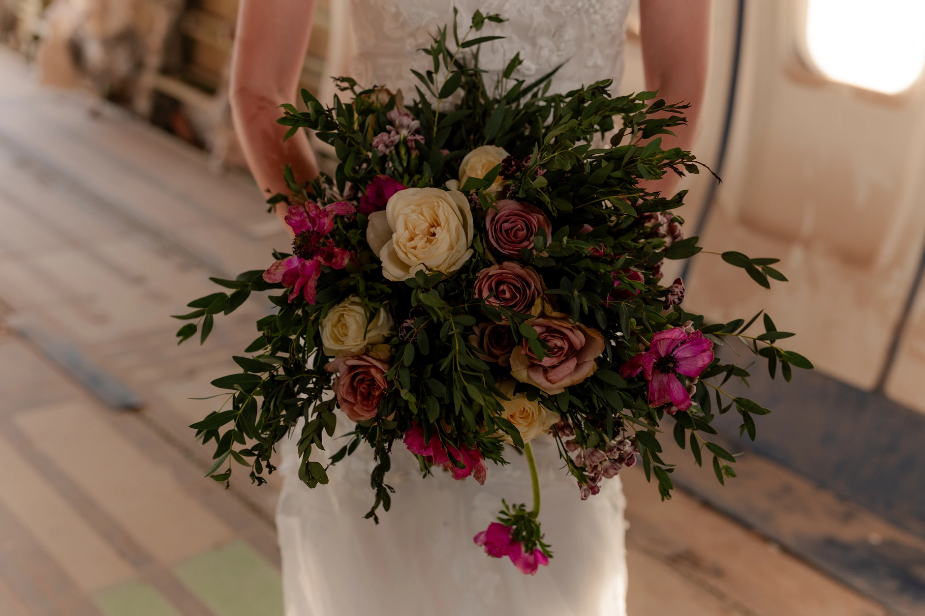 Close-up of the bridal bouquet