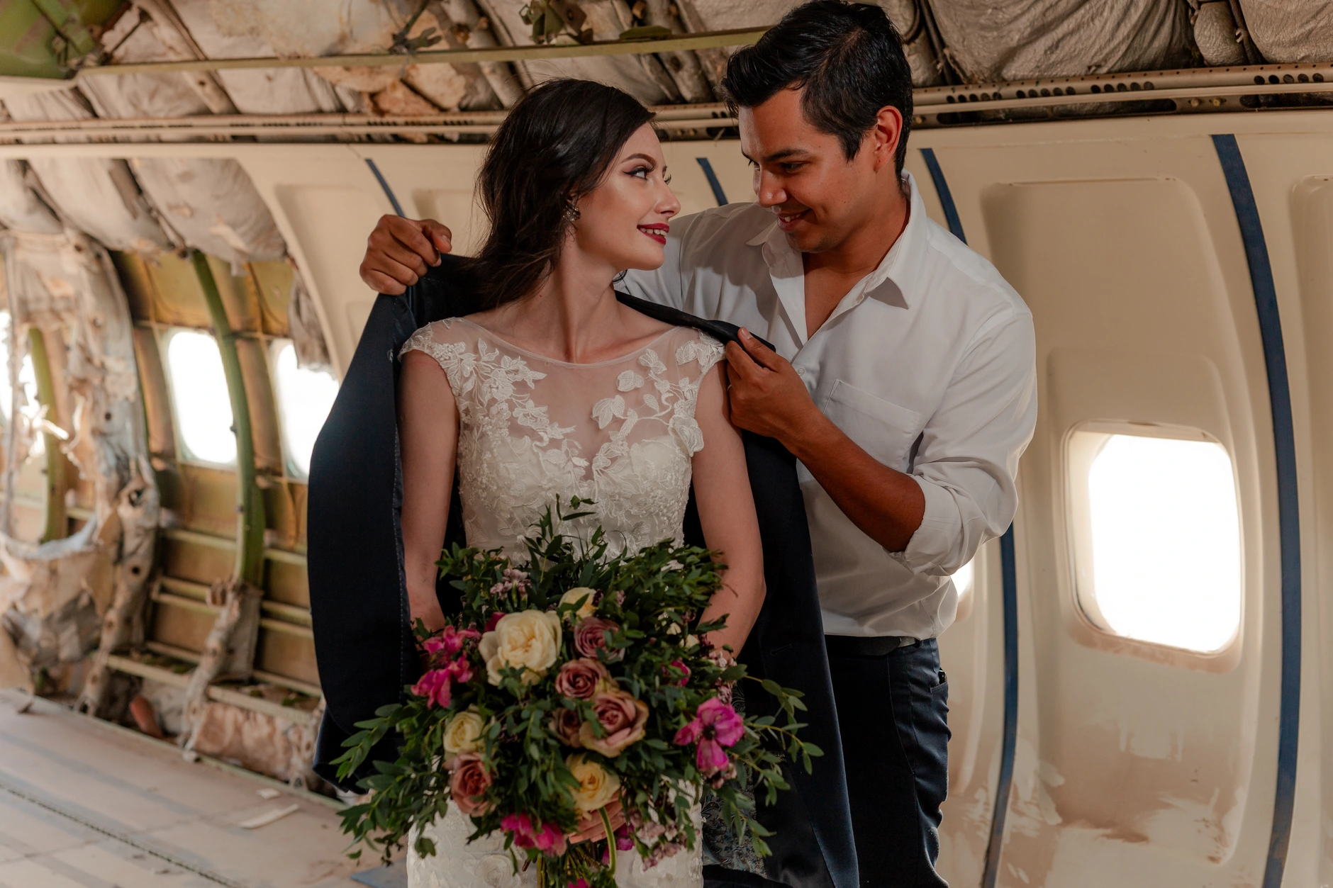 Couple in window light
