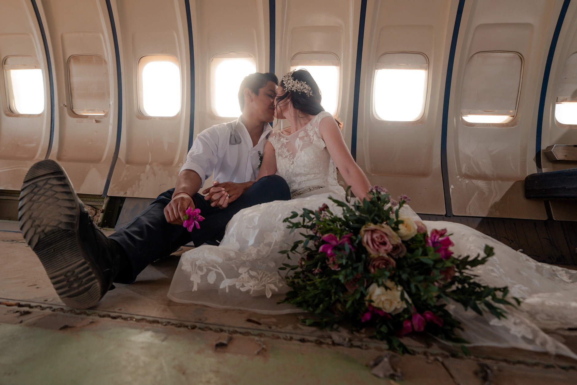 Light rays falling over the couple