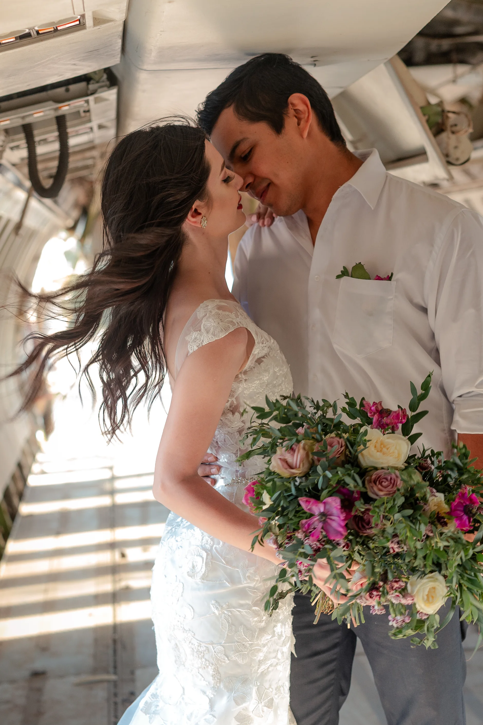Couple framed by the window from outside