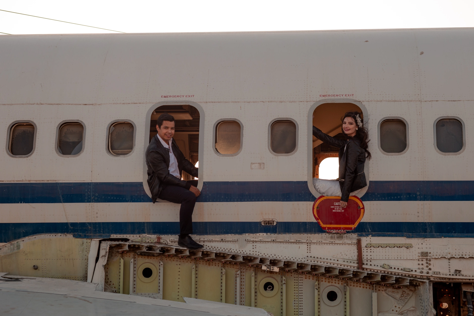 Couple standing on the runway
