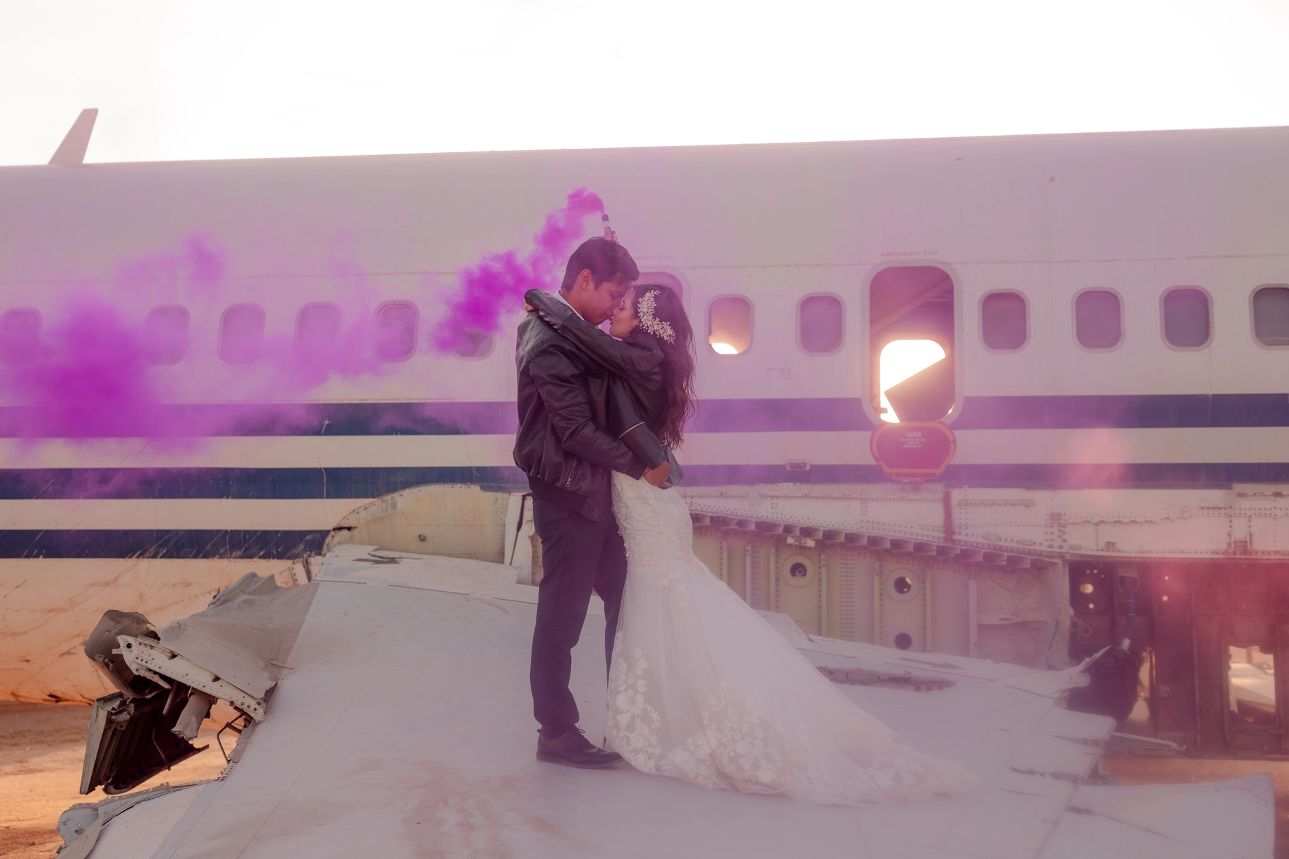 Silhouette in violet backlight