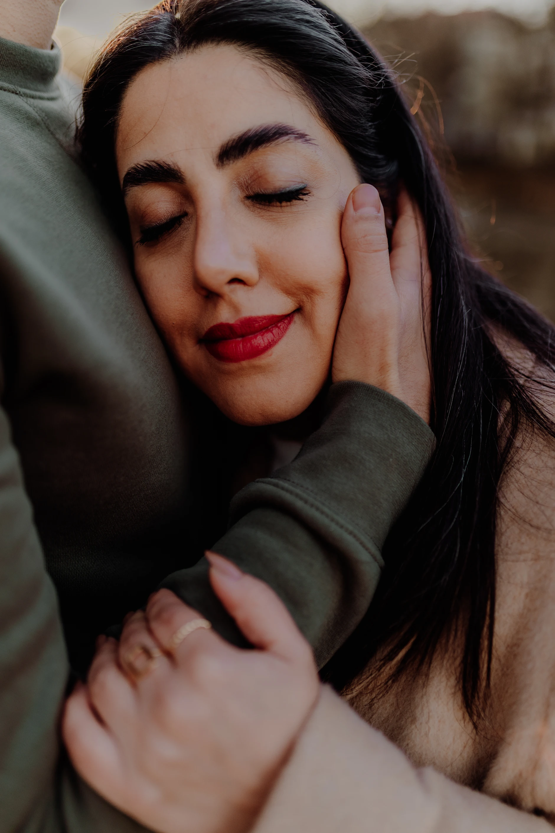 Close portrait with soft bokeh of riverside greenery