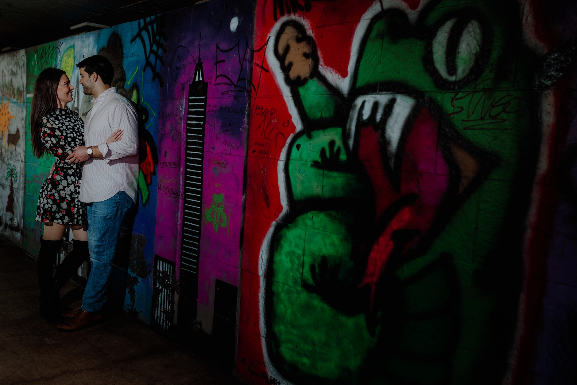 Colorful graffiti wall detail in Wolfratshausen