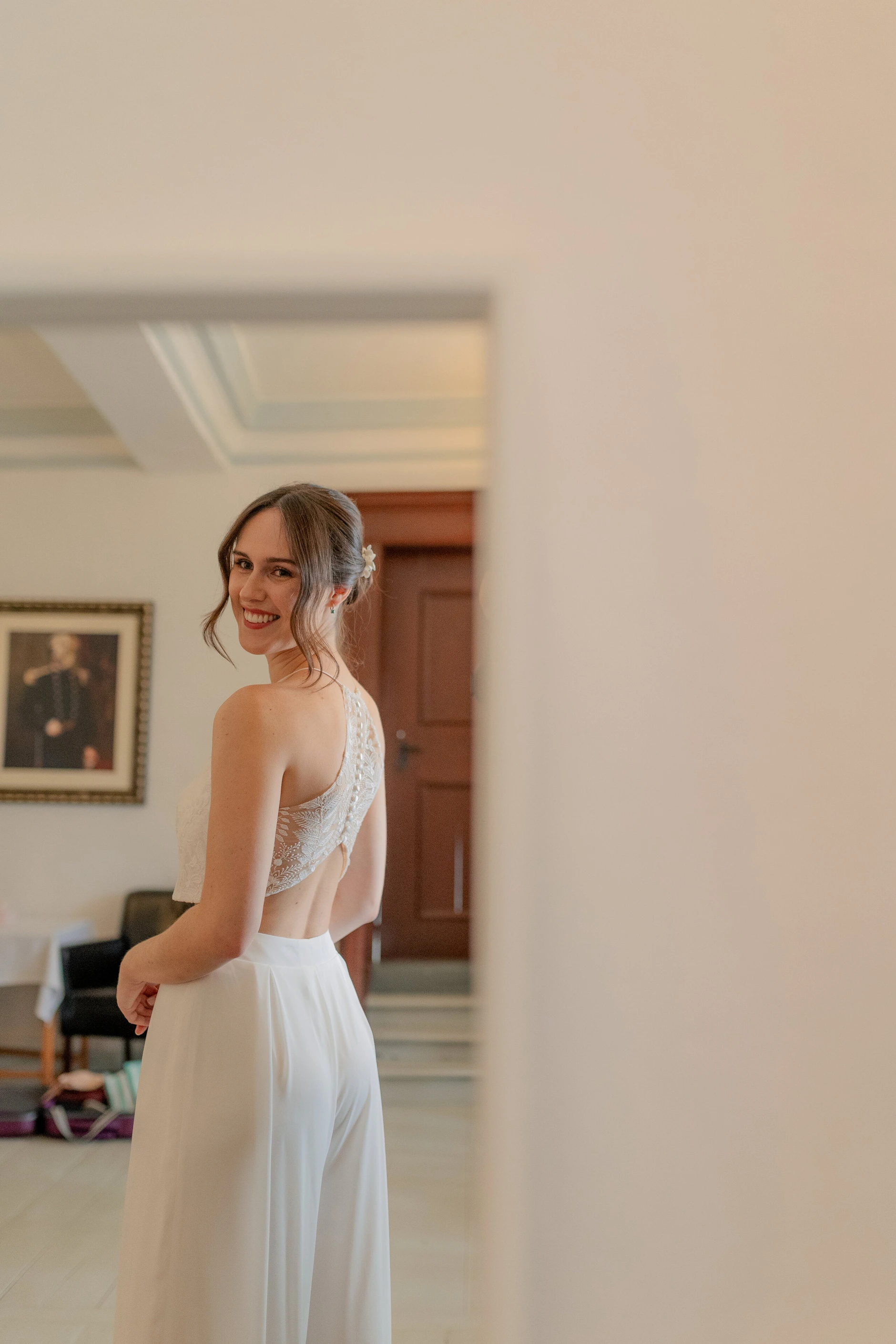 Wedding guests at the ceremony of Selina and Manuel at Burg Abenberg castle Bavaria