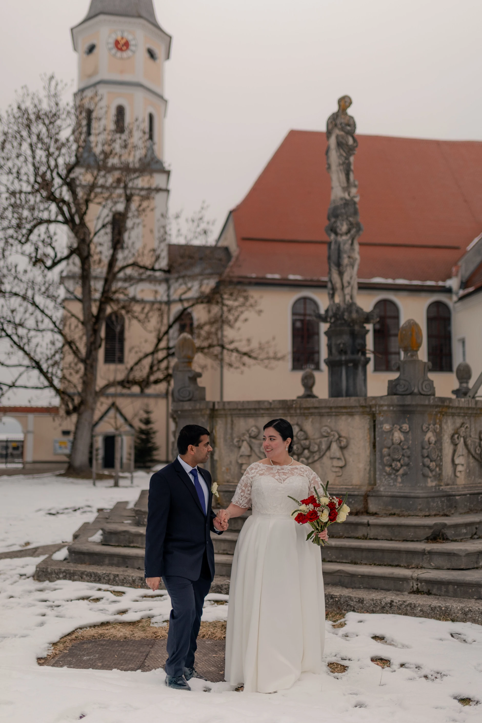 Gaby and Vitesh – In front of the church in Ranshofen, Upper Austria